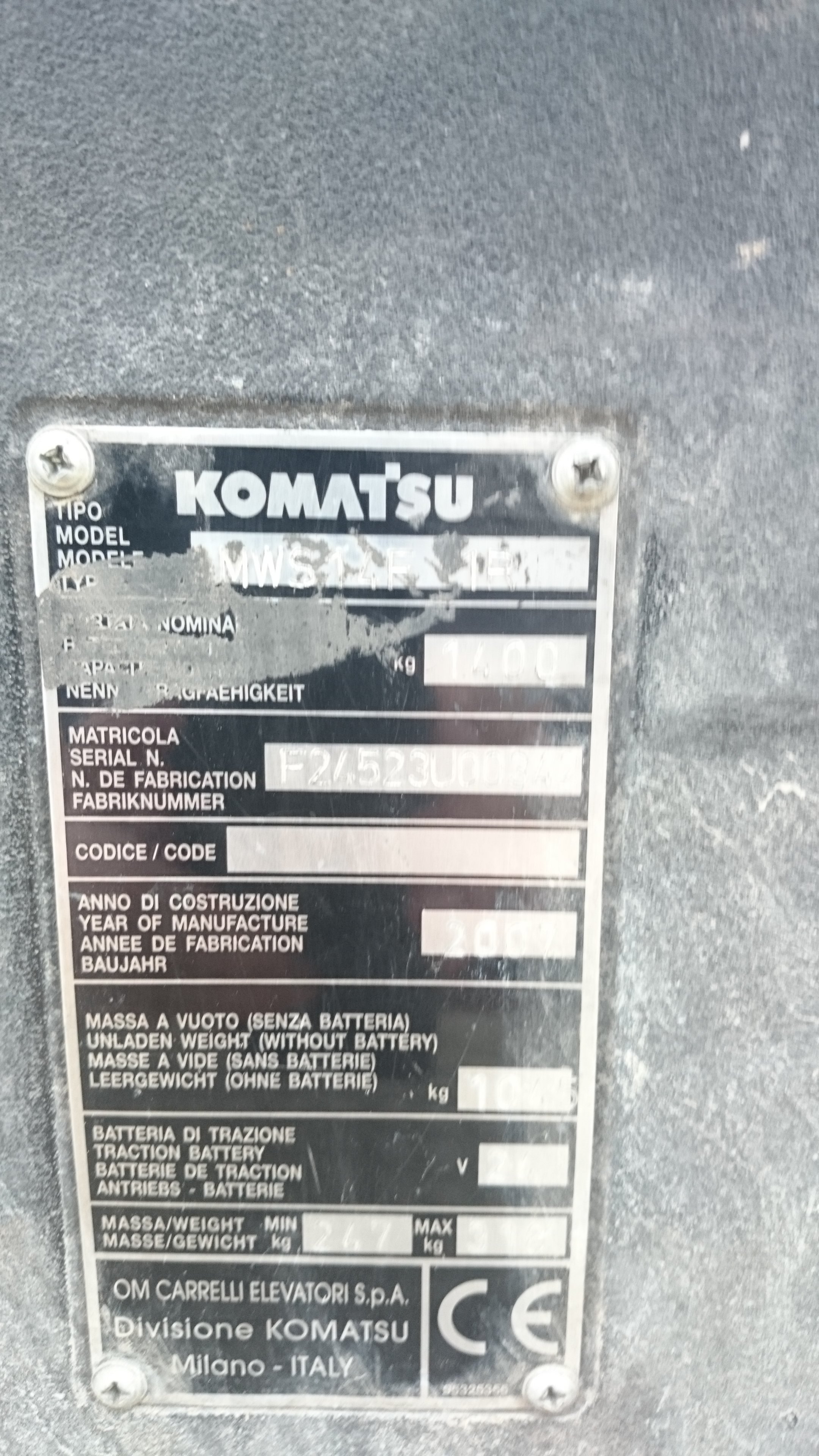 Штабелер бу Komatsu MWS14